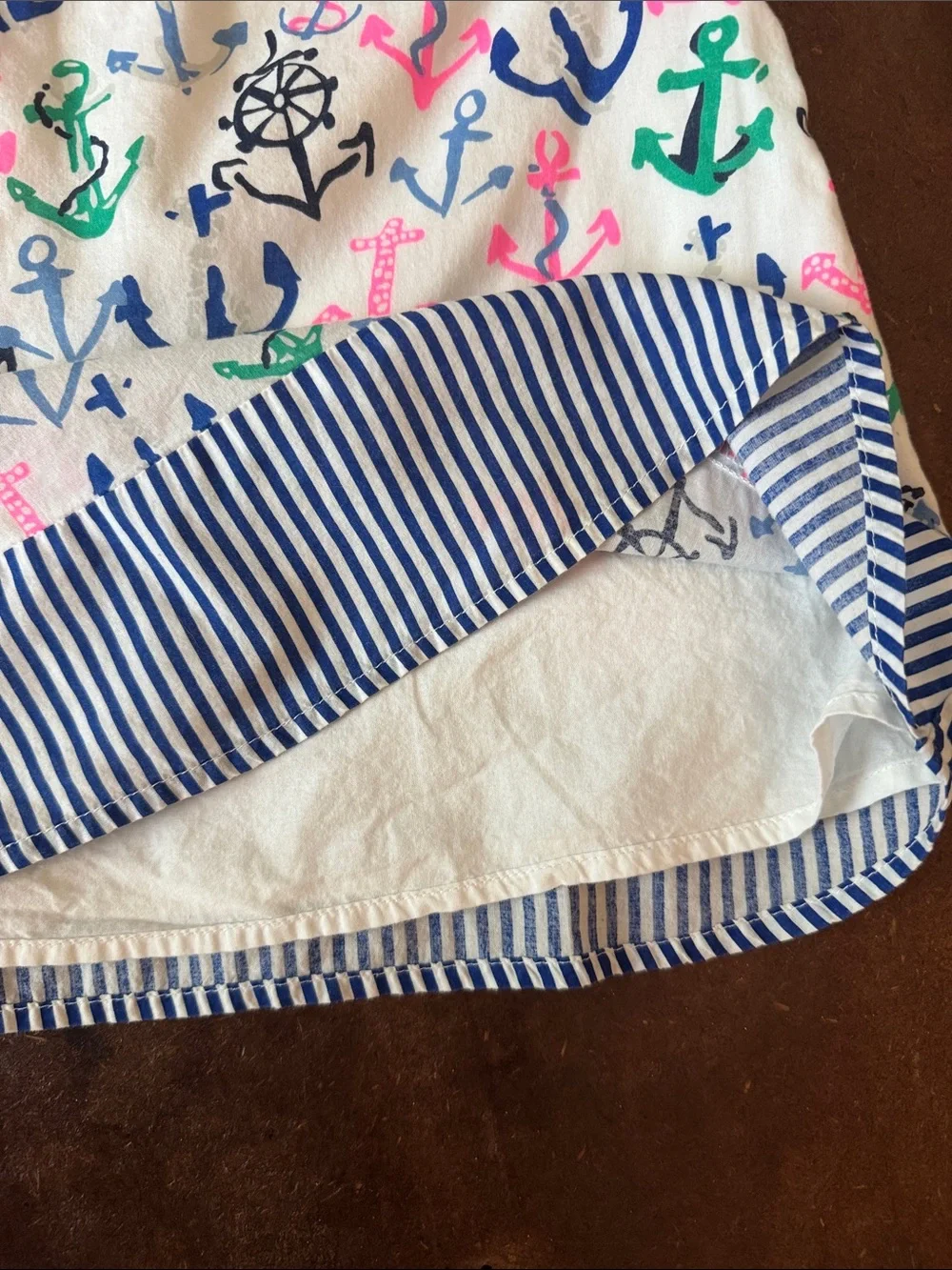 Gymboree White Nautical Anchor Print Top with Blue Denim Skirt